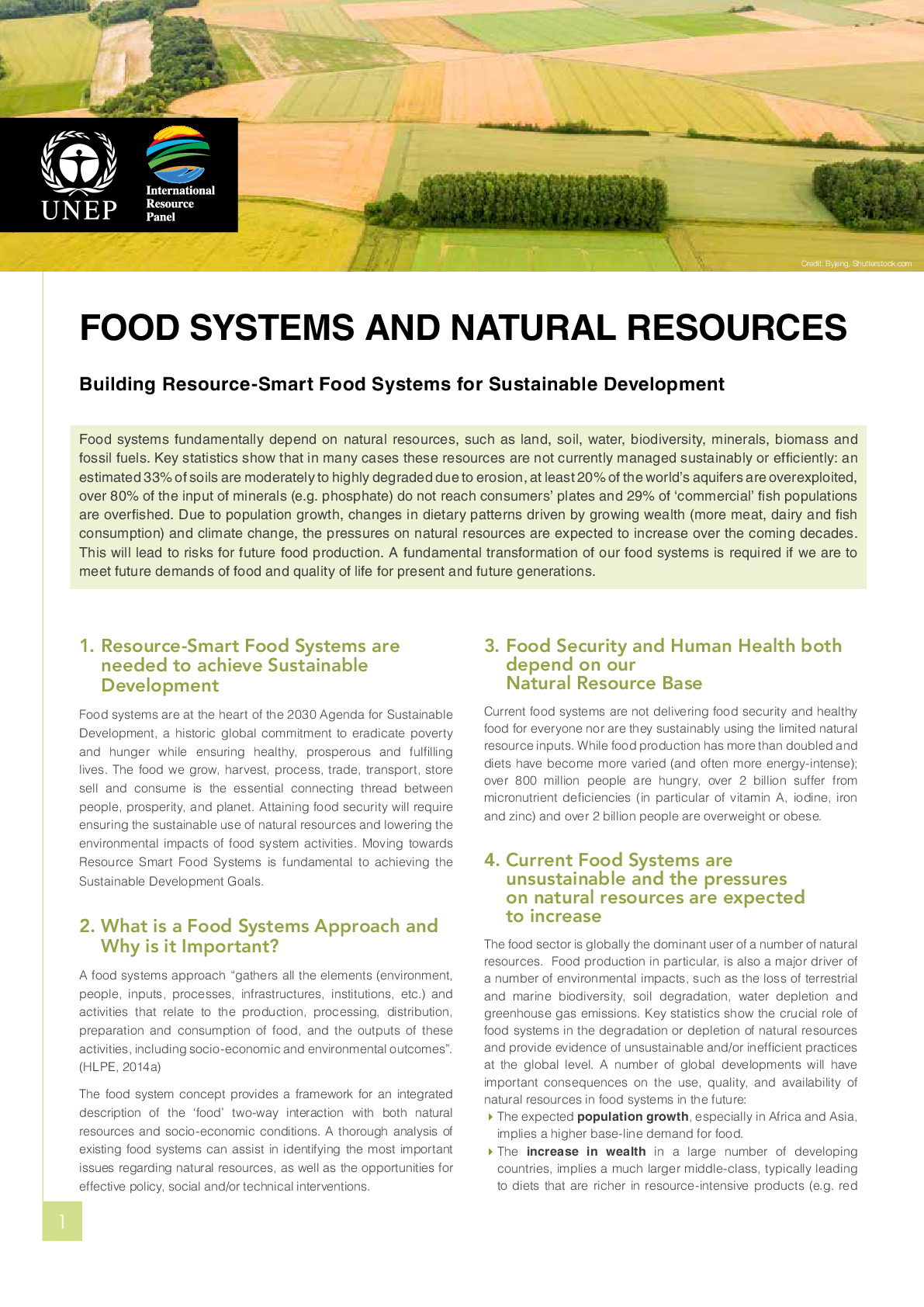Food Systems and Natural Resources (factsheet in English) | Resource Panel